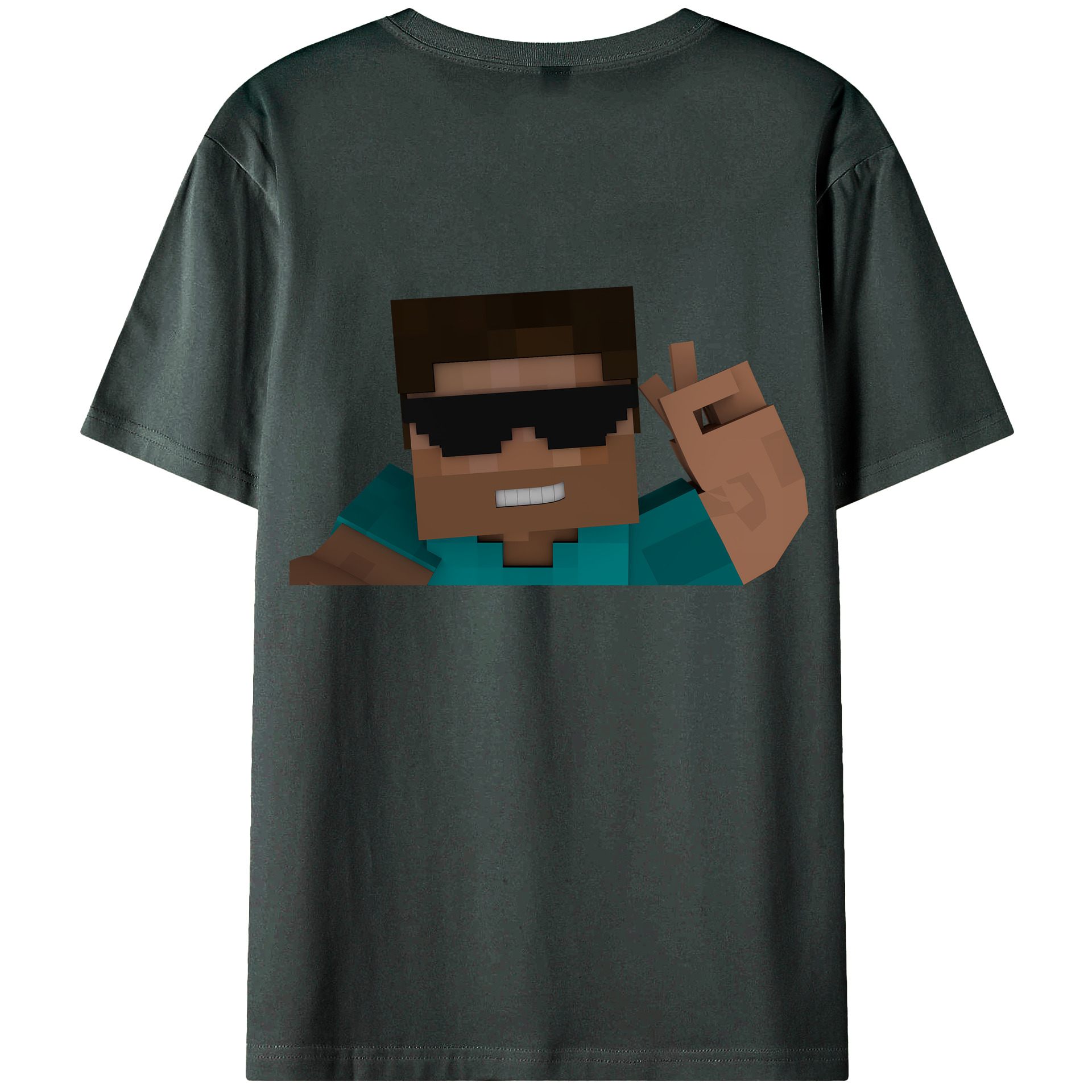 （画像用） マインクラフト ブロックの世界 Minecraft MC Block world 綿100％ メンズ半袖Tシャツ（バックプリント） 通気性
